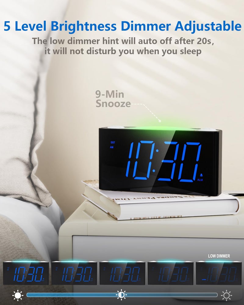 Mesqool Digital Alarm Clock for Bedroom - 7 Color Night Light, USB and Type-C Charger,7.5" Large Number Screen & Dimmer,12/24H,Battery Backup,Easy Loud Electric Alarm Clock for Heavy Sleeper,Boy&Girl Kid Teen - Image 3